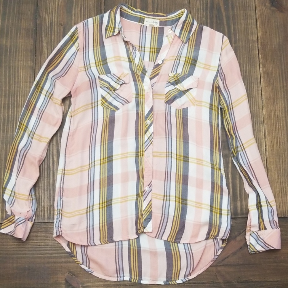 Pink Plaid Button Down Shirt Small
